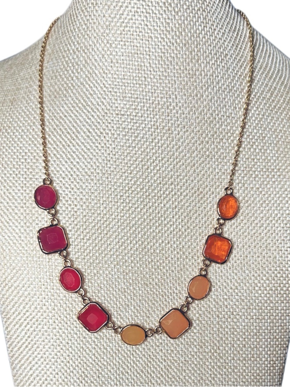 kate spade Gold-Tone Necklace with Pink and Orange Stones
